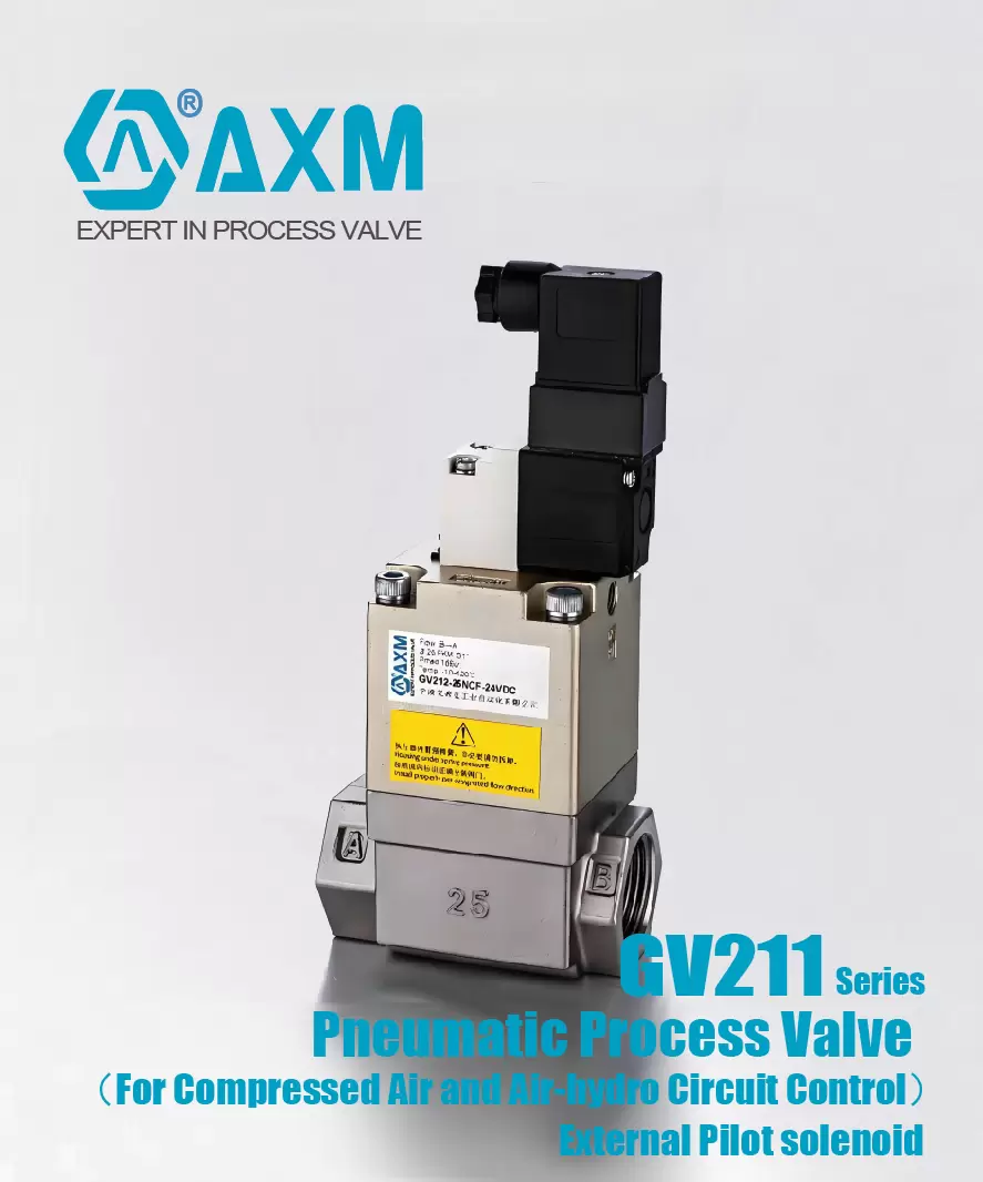 GV211 Series Pneumatic Process Valve/ External pilot Solenoid 【For Compressed Air and Air-hydro Circuit Control】